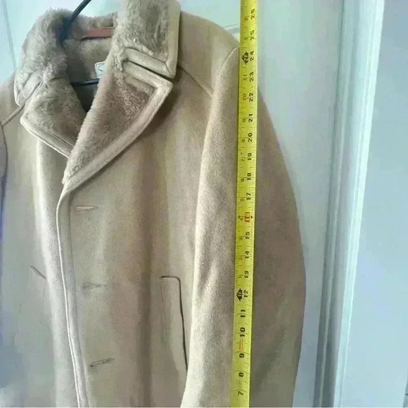 SIMPSONS VINTAGE TAN FLEECE MEN WINTER TRENCH  COAT SIZE 46 - Picture 7 of 11